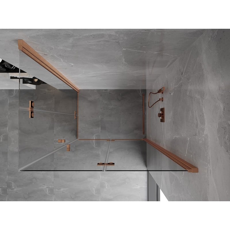 Mexen Mist-F Duo faltbare Duschkabine rechts 95 x 100 cm, transparent, gebürstetes Kupfer - 8A6-095L-100P-65-00