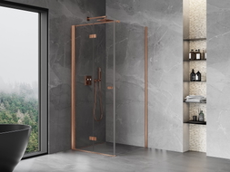 Mexen Mist-F klappbare Duschkabine links 70 x 70 cm, transparent, gebürstetes Kupfer - 8A6T-070-070-65-00-L