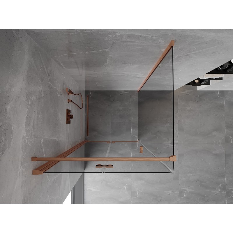Mexen Mist-F klappbare Duschkabine links 75 x 75 cm, transparent, gebürstetes Kupfer - 8A6T-075-075-65-00-L