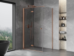 Mexen Mist-F klappbare Duschkabine links 85 x 80 cm, transparent, gebürstetes Kupfer - 8A6T-085-080-65-00-L
