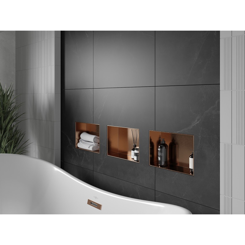 Mexen X-Wall-NR Nischenregal ohne Flansch 30 x 20 cm, gebürstetes Kupfer - 19C1302010