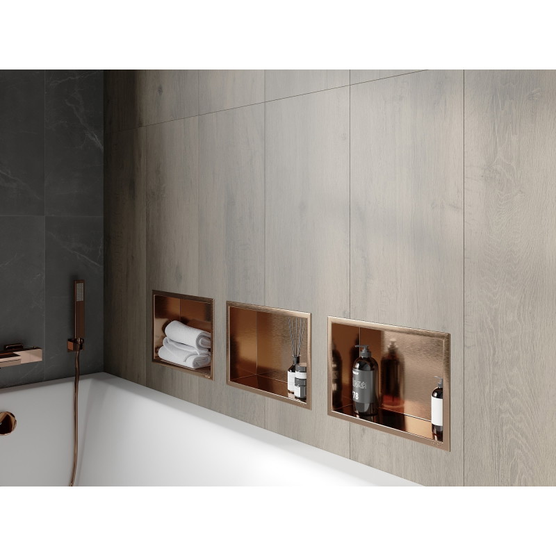Mexen X-Wall-R Nischenregal mit Blende 30 x 20 cm, gebürstetes Kupfer - 19C0302010