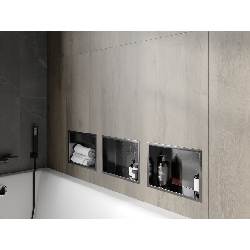 Mexen X-Wall-R Nischenregal mit Flansch 30 x 20 cm, gebürstetes Gun Grey - 19E0302010