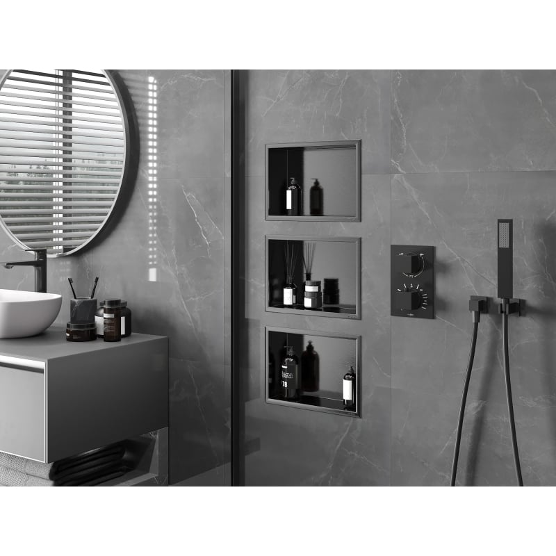 Mexen X-Wall-R Nischenregal mit Flansch 30 x 20 cm, gebürstetes Gun Grey - 19E0302010