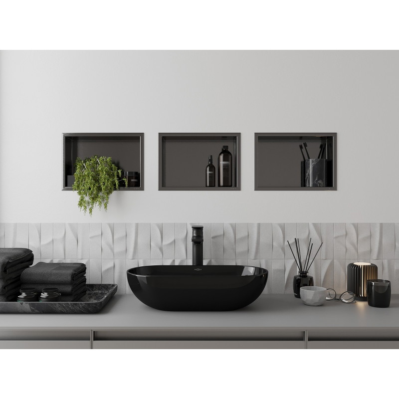 Mexen X-Wall-R Nischenregal mit Flansch 30 x 20 cm, gebürstetes Gun Grey - 19E0302010