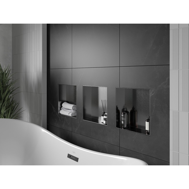 Mexen X-Wall-NR Nischenregal ohne Rahmen 30 x 30 cm, gebürstetes Gun Gray - 19E1303010