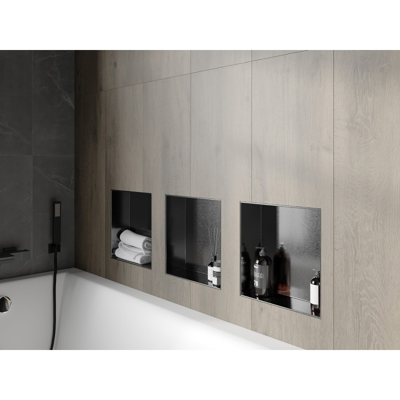 Mexen X-Wall-NR Nischenregal ohne Rahmen 30 x 30 cm, gebürstetes Gun Gray - 19E1303010