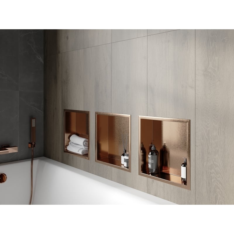 Mexen X-Wall-R Nischenregal mit Rand 30 x 30 cm, gebürstetes Kupfer - 19C0303010