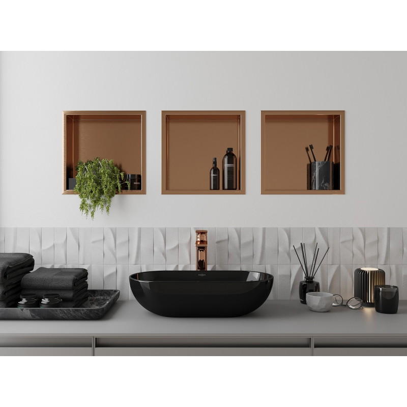 Mexen X-Wall-R Nischenregal mit Rand 30 x 30 cm, gebürstetes Kupfer - 19C0303010