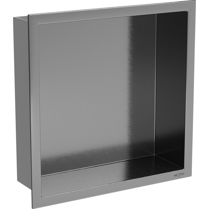 Mexen X-Wall-R Nischenregal mit Flansch 30 x 30 cm, gebürstetes Gun Gray - 19E0303010