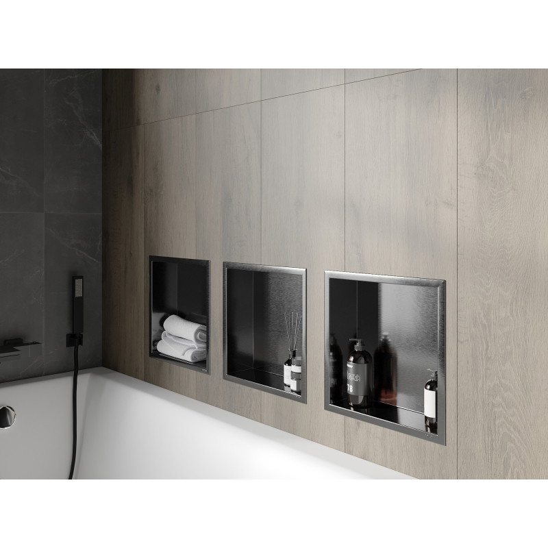 Mexen X-Wall-R Nischenregal mit Flansch 30 x 30 cm, gebürstetes Gun Gray - 19E0303010