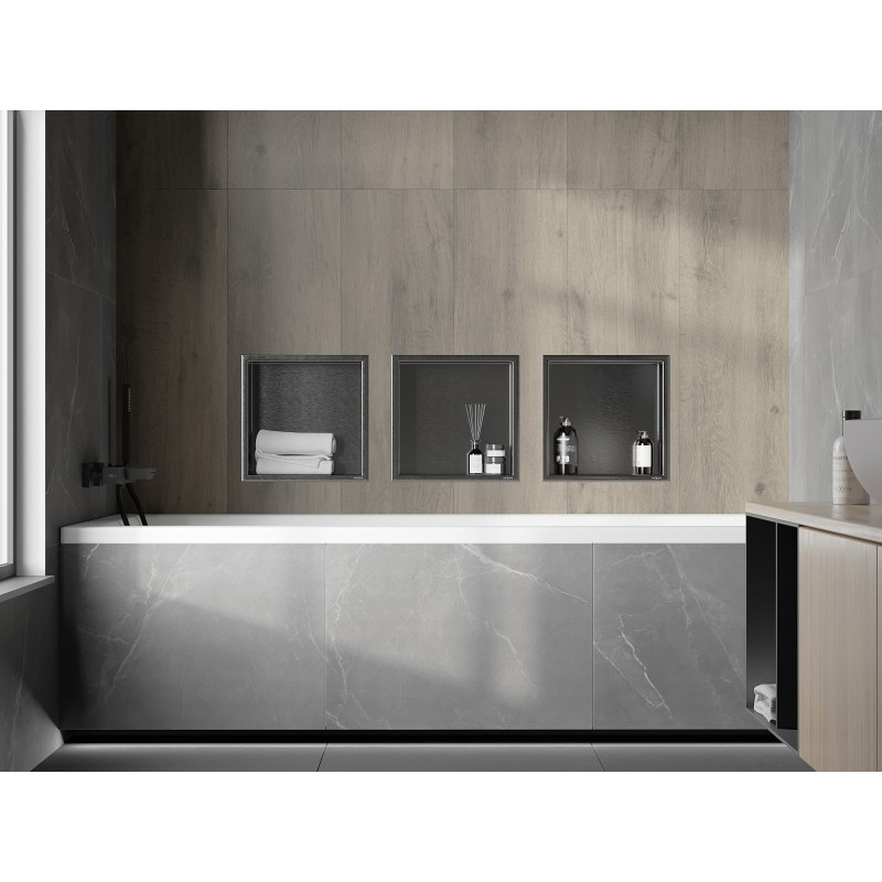Mexen X-Wall-R Nischenregal mit Flansch 30 x 30 cm, gebürstetes Gun Gray - 19E0303010