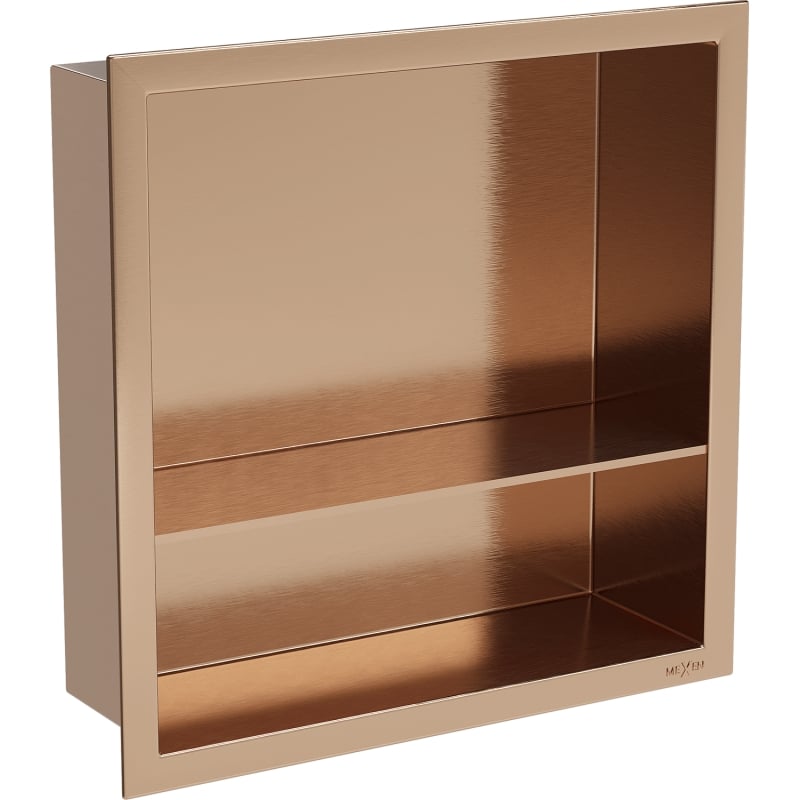 Mexen X-Wall-R Nischenregal mit Flansch und Ablage 30 x 30 cm, gebürstetes Kupfer - 19C0303010S