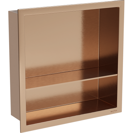 Mexen X-Wall-R Nischenregal mit Flansch und Ablage 30 x 30 cm, gebürstetes Kupfer - 19C0303010S