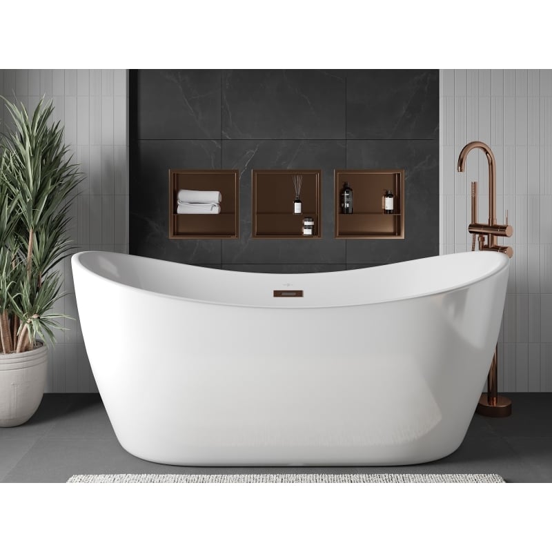 Mexen X-Wall-R Nischenregal mit Flansch und Ablage 30 x 30 cm, gebürstetes Kupfer - 19C0303010S