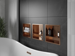 Mexen X-Wall-R Nischenregal mit Flansch und Ablage 30 x 30 cm, gebürstetes Kupfer - 19C0303010S