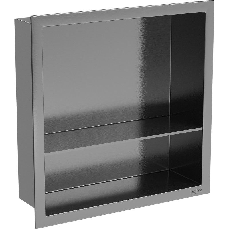 Mexen X-Wall-R Nischenregal mit Kragen und Regal 30 x 30 cm, gebürstet Gun Gray - 19E0303010S