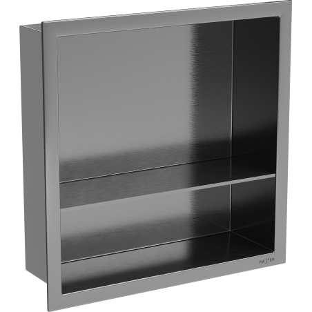 Mexen X-Wall-R Nischenregal mit Kragen und Regal 30 x 30 cm, gebürstet Gun Gray - 19E0303010S