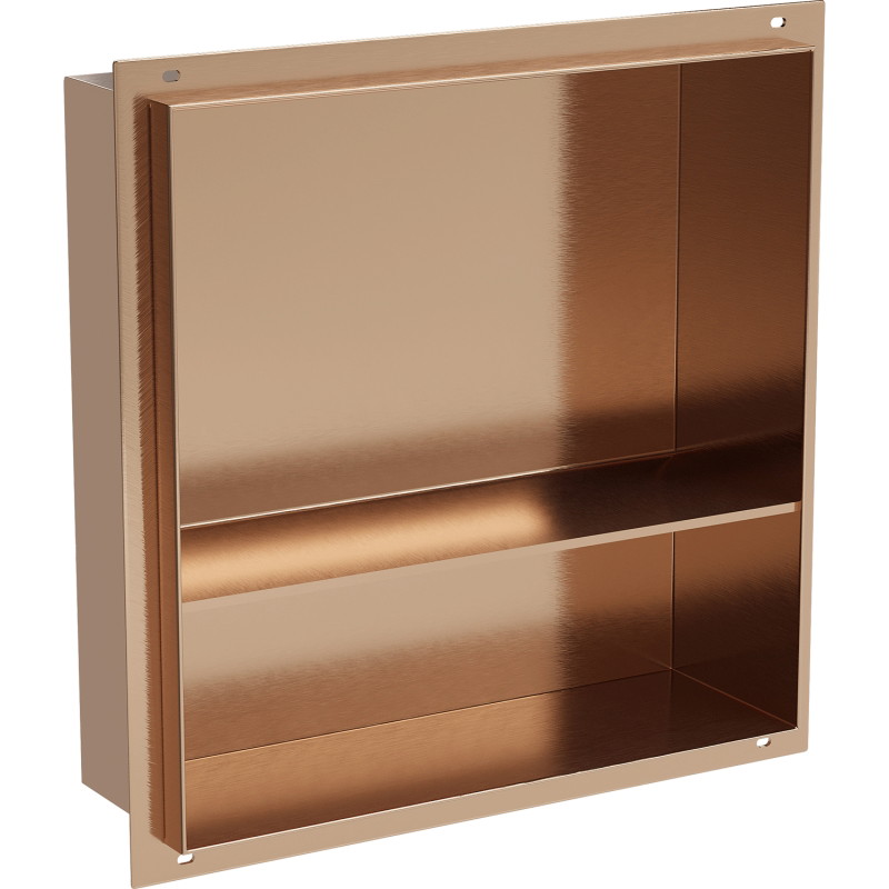 Mexen X-Wall-NR Einbauregal ohne Zierleiste mit Regalboden 30 x 30 cm, gebürstetes Kupfer - 19C1303010S