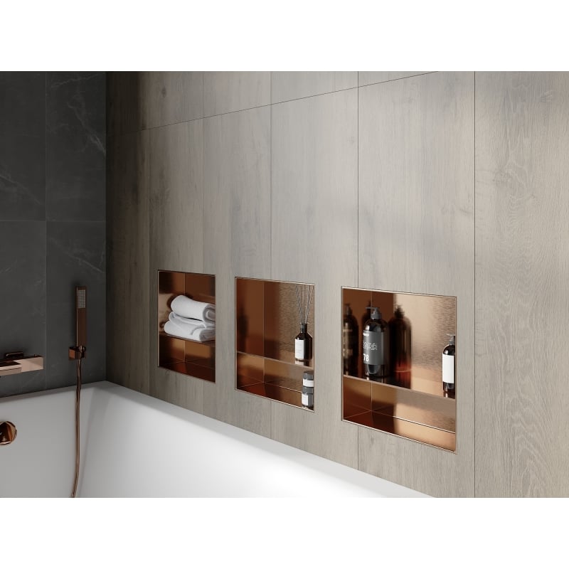 Mexen X-Wall-NR Einbauregal ohne Zierleiste mit Regalboden 30 x 30 cm, gebürstetes Kupfer - 19C1303010S