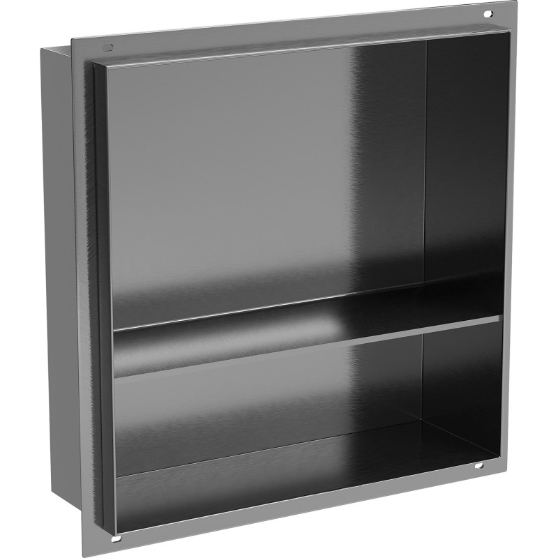 Mexen X-Wall-NR Eingelassene Ablage ohne Flansch mit Regal 30 x 30 cm, gebürstet Gun Gray - 19E1303010S
