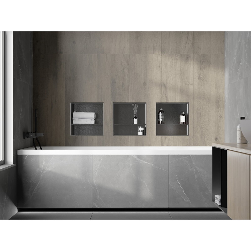 Mexen X-Wall-NR Eingelassene Ablage ohne Flansch mit Regal 30 x 30 cm, gebürstet Gun Gray - 19E1303010S