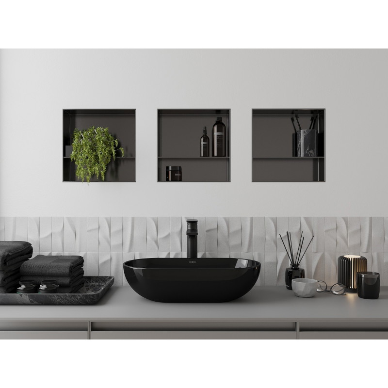 Mexen X-Wall-NR Eingelassene Ablage ohne Flansch mit Regal 30 x 30 cm, gebürstet Gun Gray - 19E1303010S