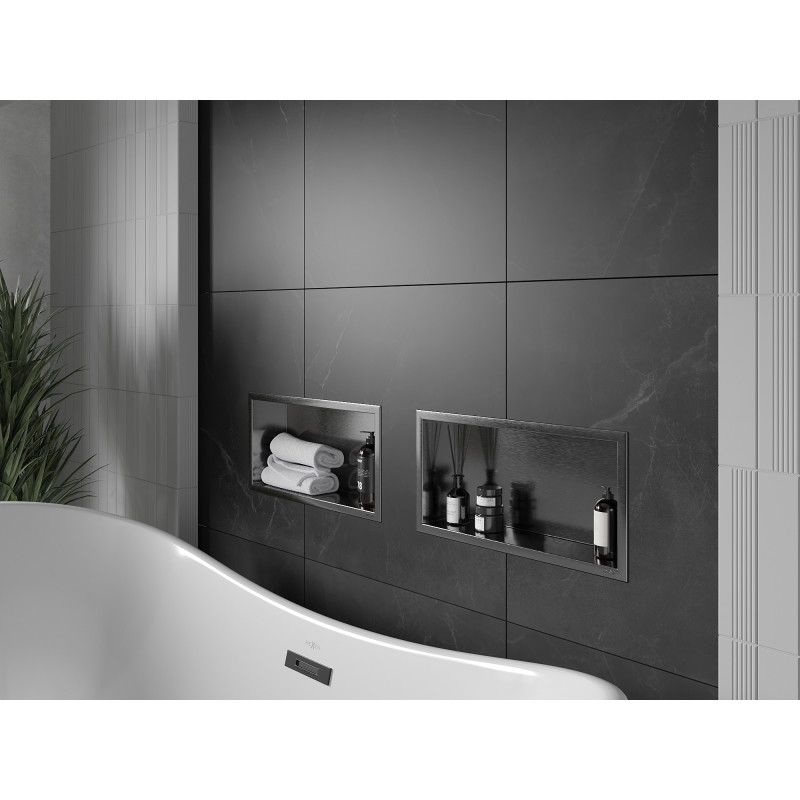 Mexen X-Wall-R Nischenregal mit Flansch 45 x 20 cm, gebürstet Gun Gray - 19E0452010