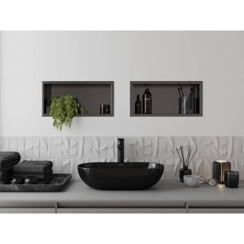 Mexen X-Wall-R Nischenregal mit Flansch 45 x 20 cm, gebürstet Gun Gray - 19E0452010