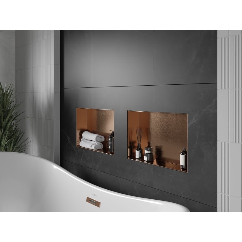 Mexen X-Wall-NR Nischenregal ohne Flansch 45 x 30 cm, gebürstetes Kupfer - 19C1453010