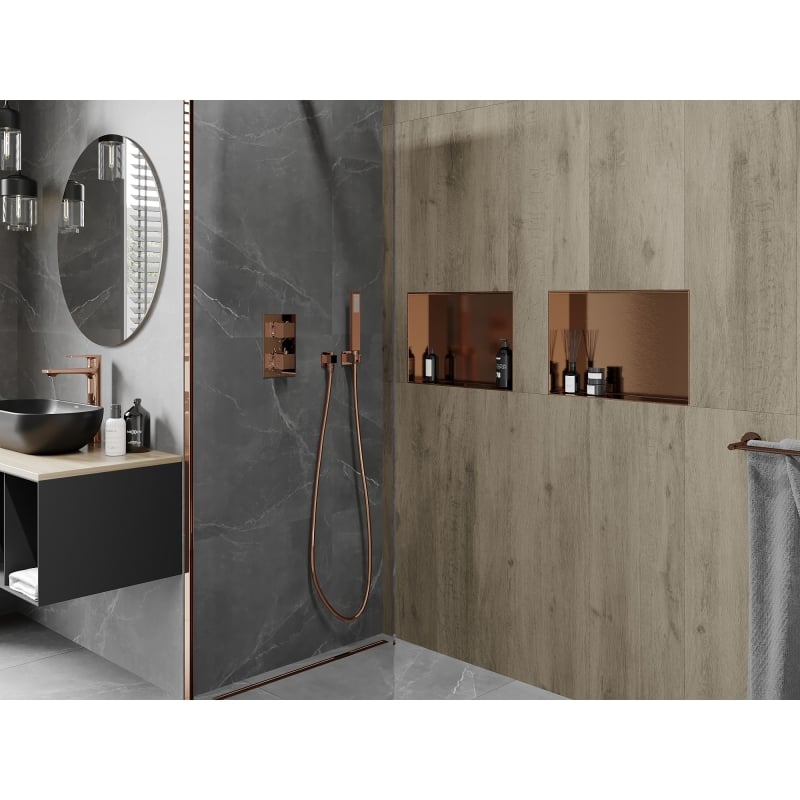 Mexen X-Wall-NR Nischenregal ohne Flansch 45 x 30 cm, gebürstetes Kupfer - 19C1453010