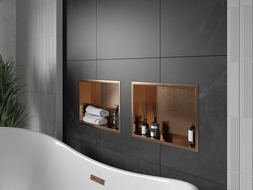 Mexen X-Wall-R Nischenregal mit Flansch 45 x 30 cm, gebürstetes Kupfer - 19C0453010