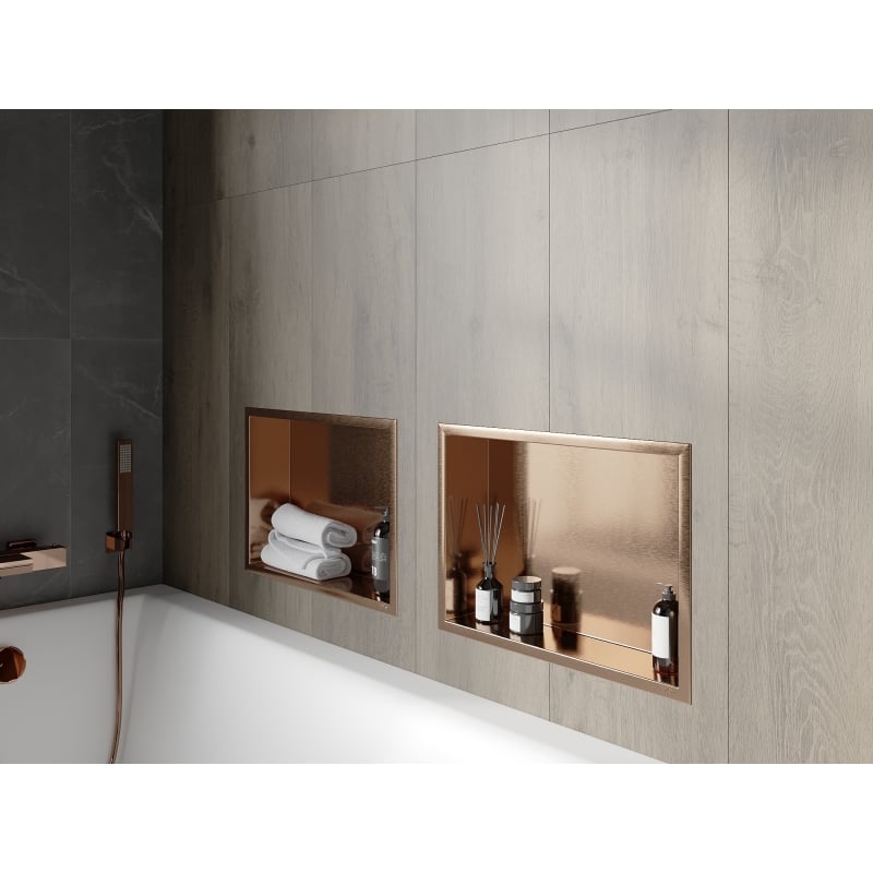 Mexen X-Wall-R Nischenregal mit Flansch 45 x 30 cm, gebürstetes Kupfer - 19C0453010