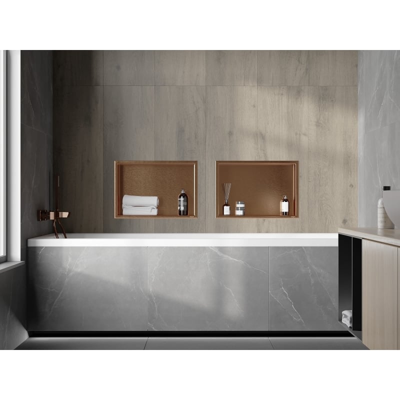Mexen X-Wall-R Nischenregal mit Flansch 45 x 30 cm, gebürstetes Kupfer - 19C0453010