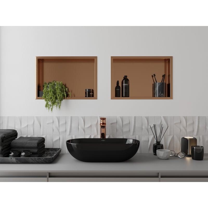 Mexen X-Wall-R Nischenregal mit Flansch 45 x 30 cm, gebürstetes Kupfer - 19C0453010