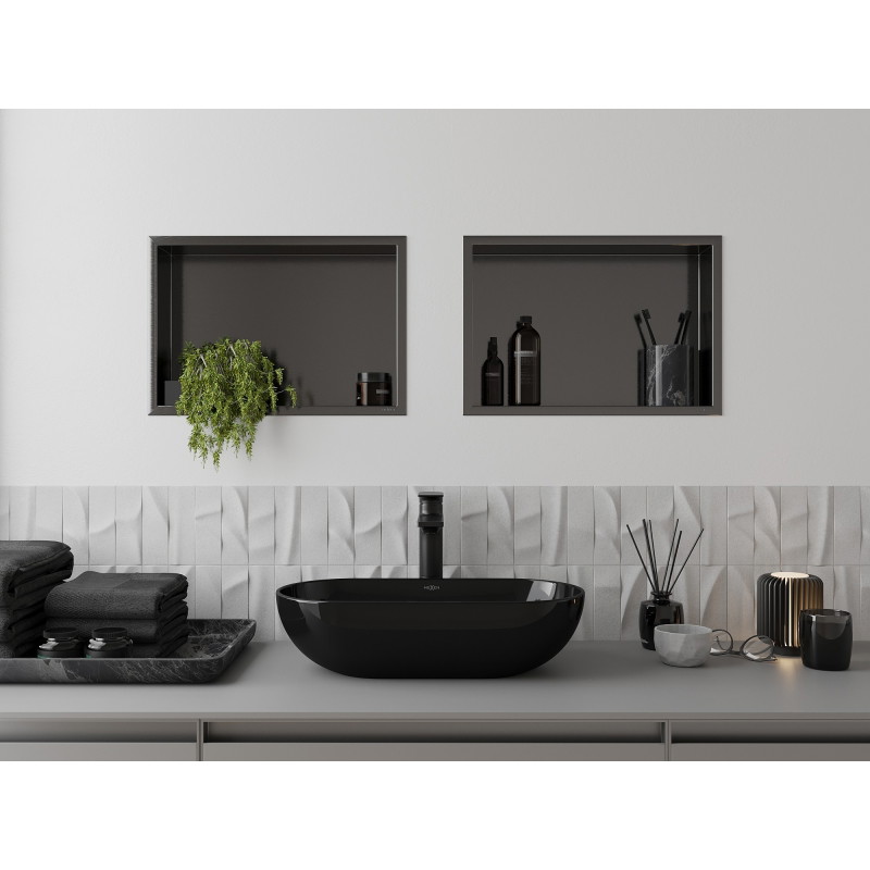 Mexen X-Wall-R Nischenregal mit Rahmen 45 x 30 cm, gebürstet in Gun Gray - 19E0453010