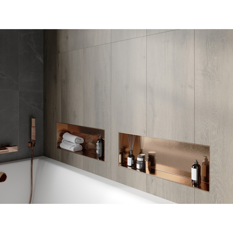 Mexen X-Wall-NR Nischenregal ohne Flansch 60 x 20 cm, gebürstetes Kupfer - 19C1602010