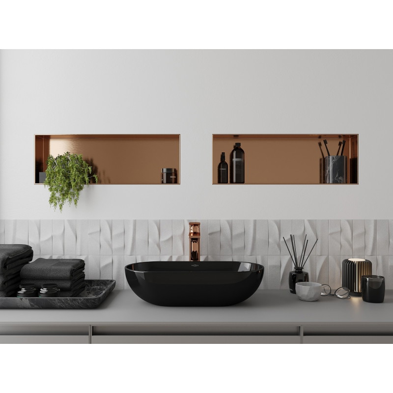 Mexen X-Wall-NR Nischenregal ohne Flansch 60 x 20 cm, gebürstetes Kupfer - 19C1602010