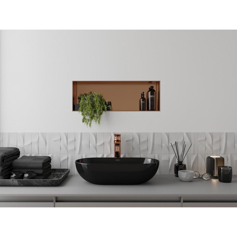 Mexen X-Wall-NR Nischenregal ohne Flansch 60 x 20 cm, gebürstetes Kupfer - 19C1602010