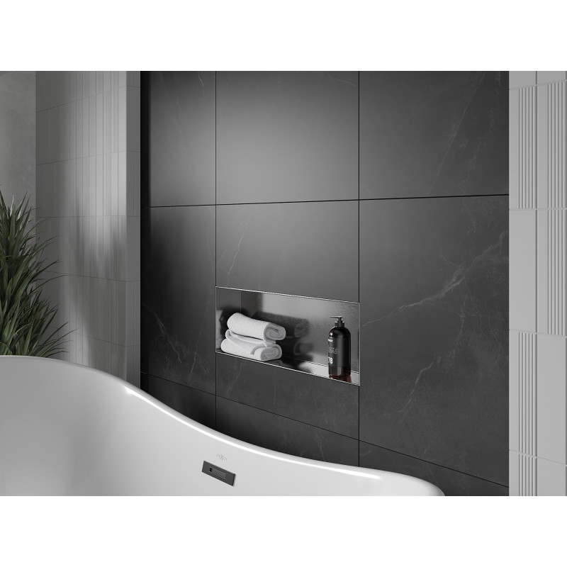 Mexen X-Wall-NR Nischenregal ohne Flansch 60 x 20 cm, gebürstetes Gun Gray - 19E1602010