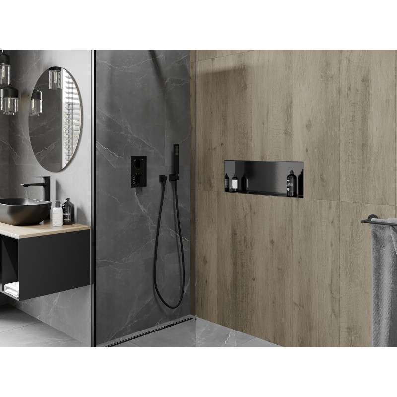 Mexen X-Wall-NR Nischenregal ohne Flansch 60 x 20 cm, gebürstetes Gun Gray - 19E1602010