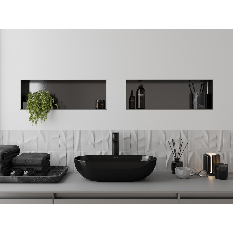 Mexen X-Wall-NR Nischenregal ohne Flansch 60 x 20 cm, gebürstetes Gun Gray - 19E1602010