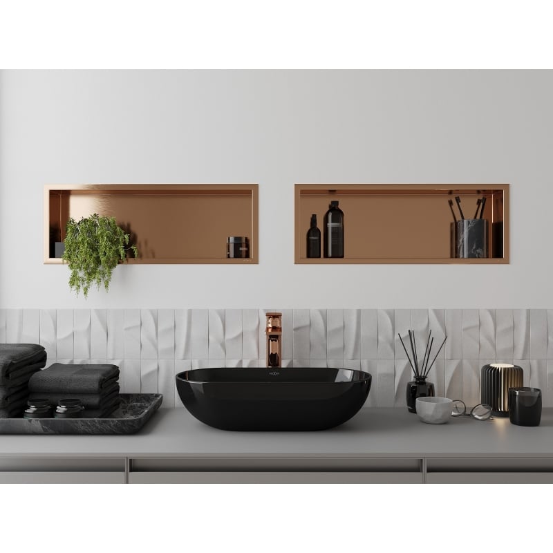 Mexen X-Wall-R Einbauwandregal mit Rahmen 60 x 20 cm, gebürstetes Kupfer - 19C0602010