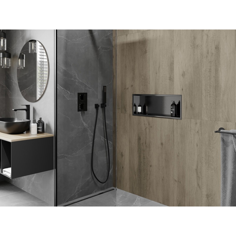 Mexen X-Wall-R Nischenregal mit Flansch 60 x 20 cm, gebürstetes Gun Gray - 19E0602010