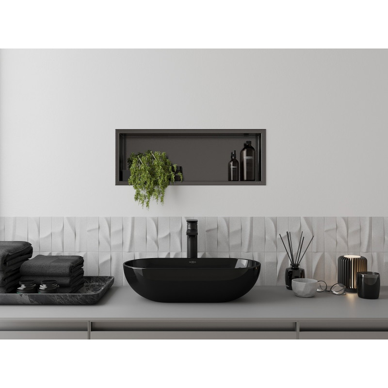 Mexen X-Wall-R Nischenregal mit Flansch 60 x 20 cm, gebürstetes Gun Gray - 19E0602010