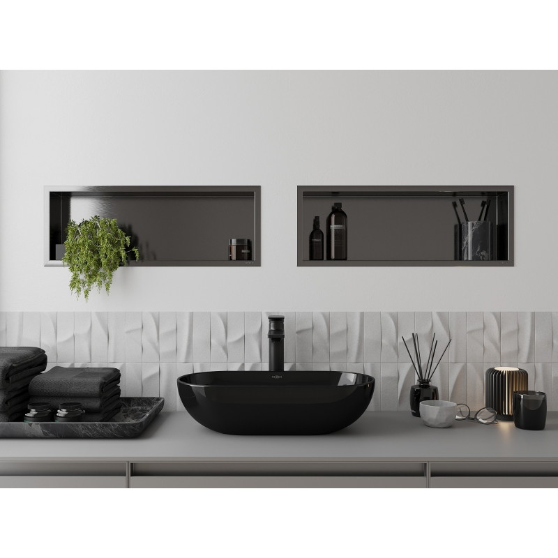 Mexen X-Wall-R Nischenregal mit Flansch 60 x 20 cm, gebürstetes Gun Gray - 19E0602010