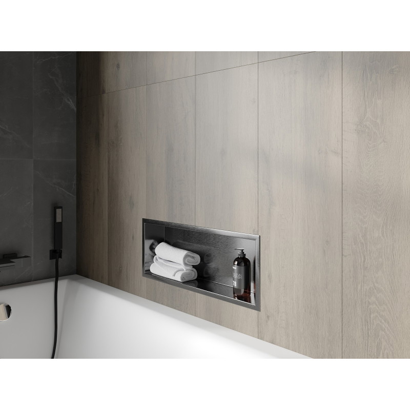 Mexen X-Wall-R Nischenregal mit Flansch 60 x 20 cm, gebürstetes Gun Gray - 19E0602010