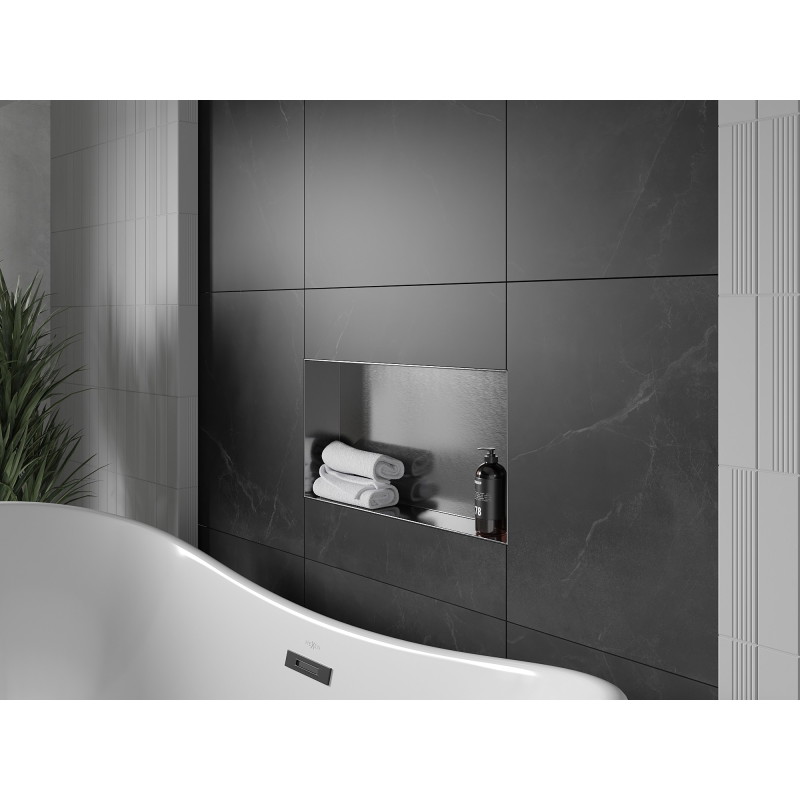 Mexen X-Wall-NR Nischenregal ohne Abdeckung 60 x 30 cm, gebürstetes Gun Gray - 19E1603010