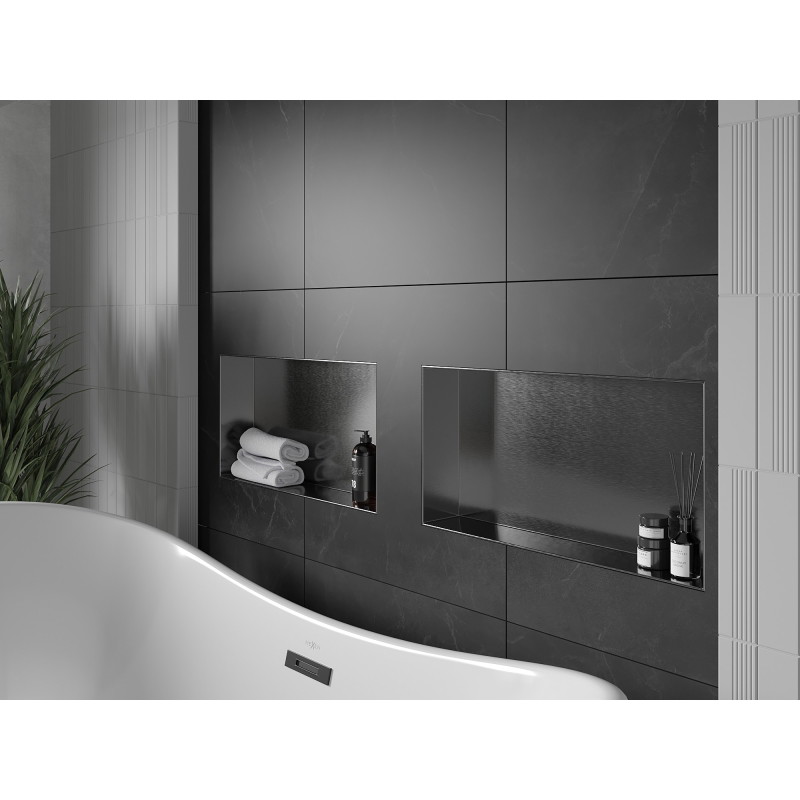 Mexen X-Wall-NR Nischenregal ohne Abdeckung 60 x 30 cm, gebürstetes Gun Gray - 19E1603010