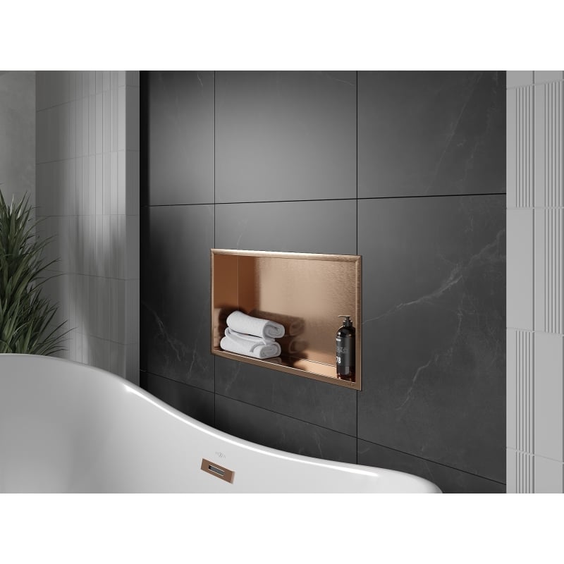 Mexen X-Wall-R Nischenregal mit Flansch 60 x 30 cm, gebürstetes Kupfer - 19C0603010